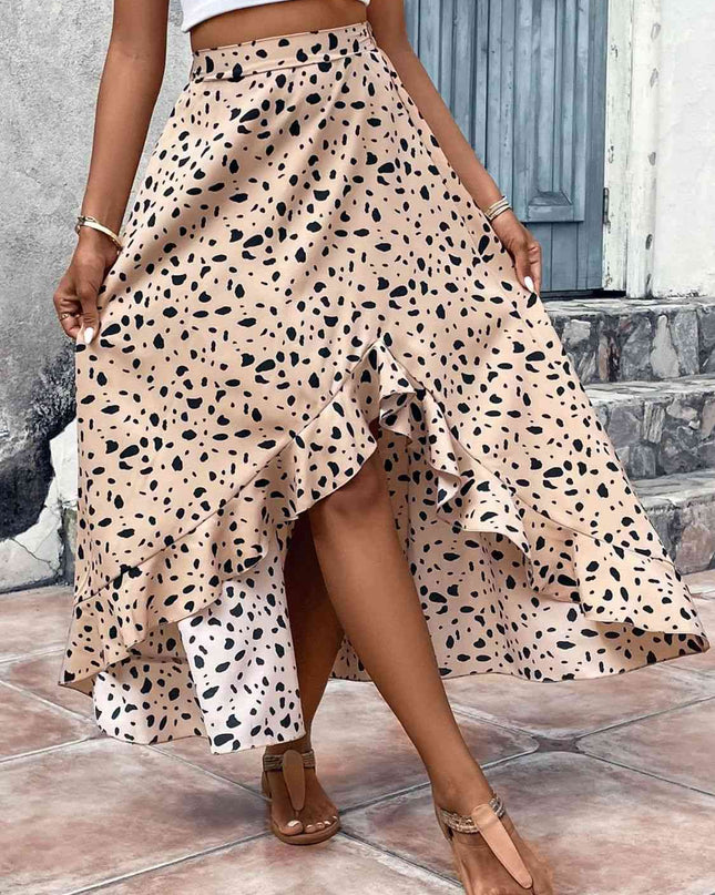 Printed High Waist Ruffled Skirt