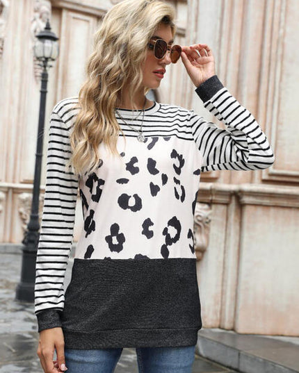 Leopard Striped Long Sleeve T-Shirt