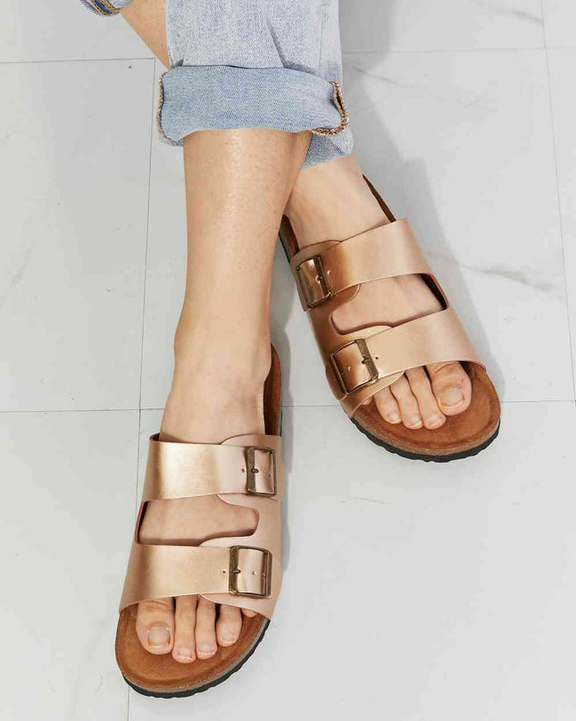 MMShoes Best Life Double-Banded Slide Sandal in Gold