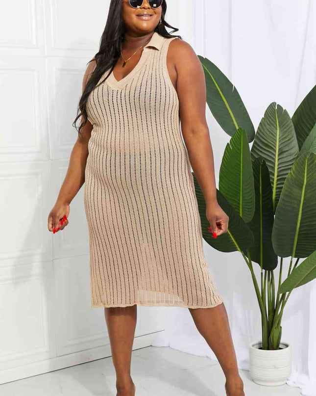 Openwork Johnny Collar Cover Up Dress