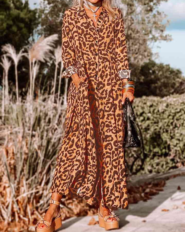 Leopard Buttoned Maxi Dress