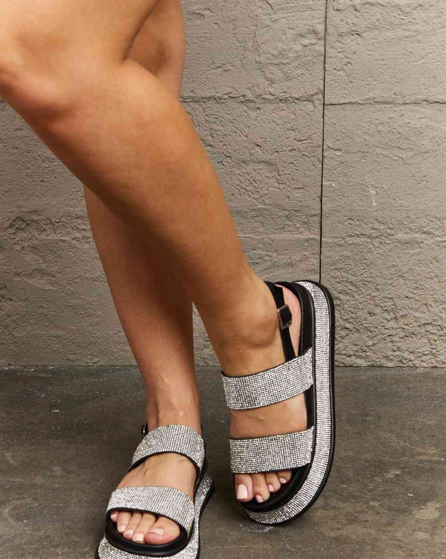 Qupid  Shine On Platform Rhinestone Slingback Sandal
