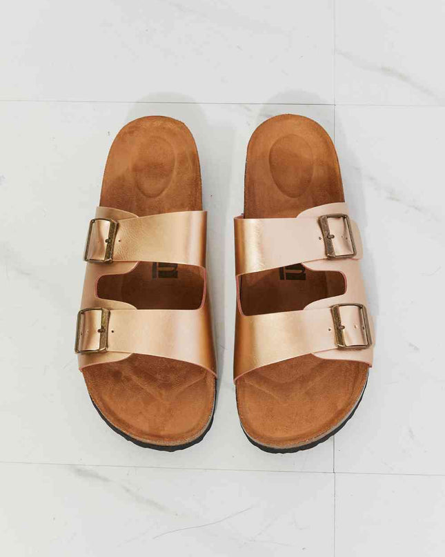 MMShoes Best Life Double-Banded Slide Sandal in Gold