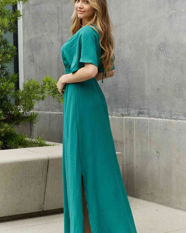 ODDI Full Size Woven Wrap Maxi Dress
