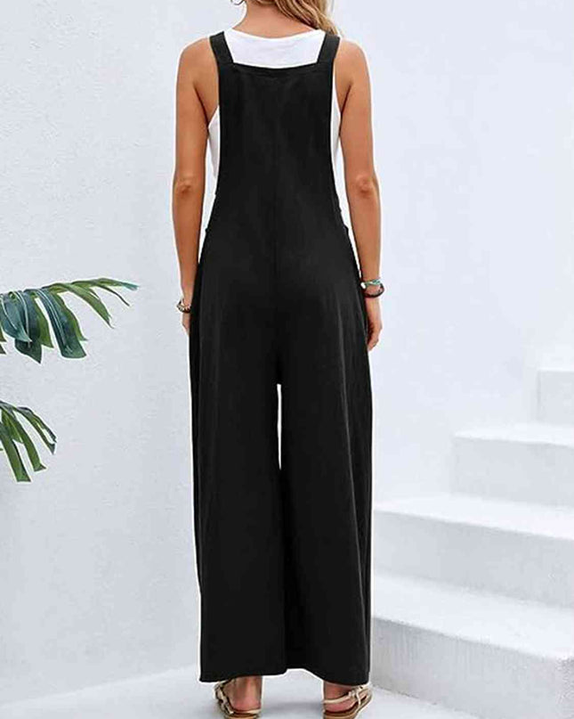 Full Size Wide Leg Overalls with Pockets