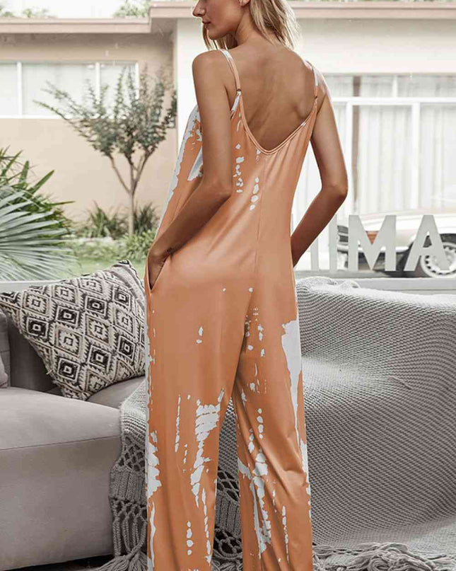 Tie-Dye Spaghetti Strap Jumpsuit with Pockets
