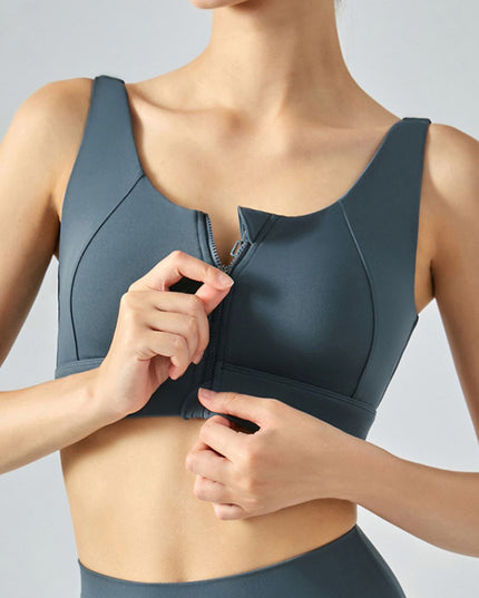 Breathable Zip-Up Sports Bra