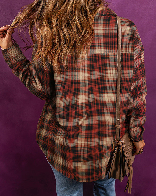 Plaid Zip-Up Collared Jacket