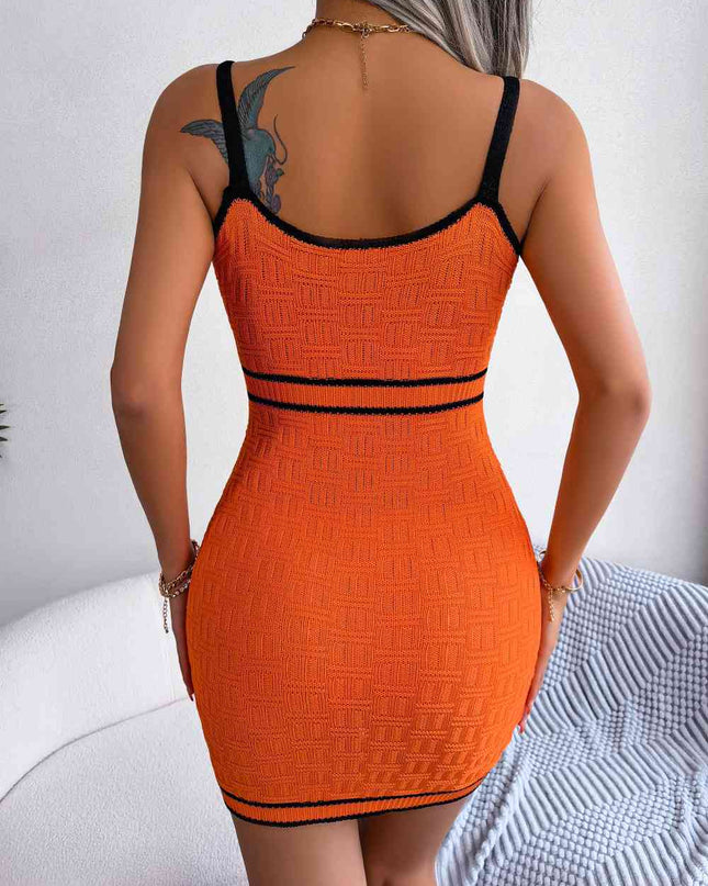 Contrast Spaghetti Strap Cutout Sweater Dress