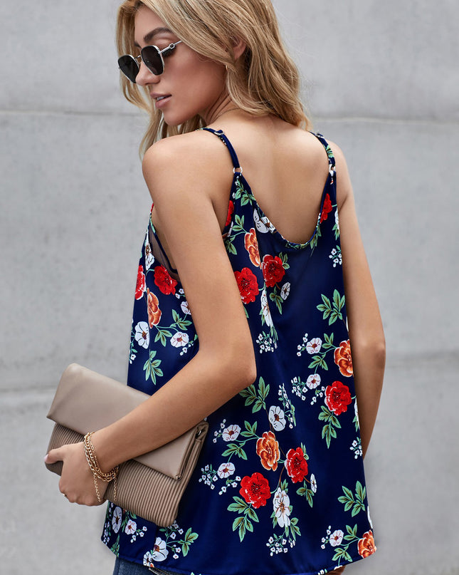 Floral Spliced Mesh Cami