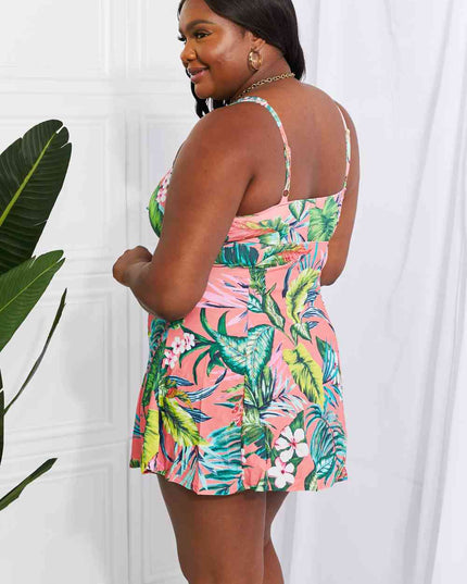 Marina West Swim Full Size Sail With Me V-Neck Swim Dress in Coral