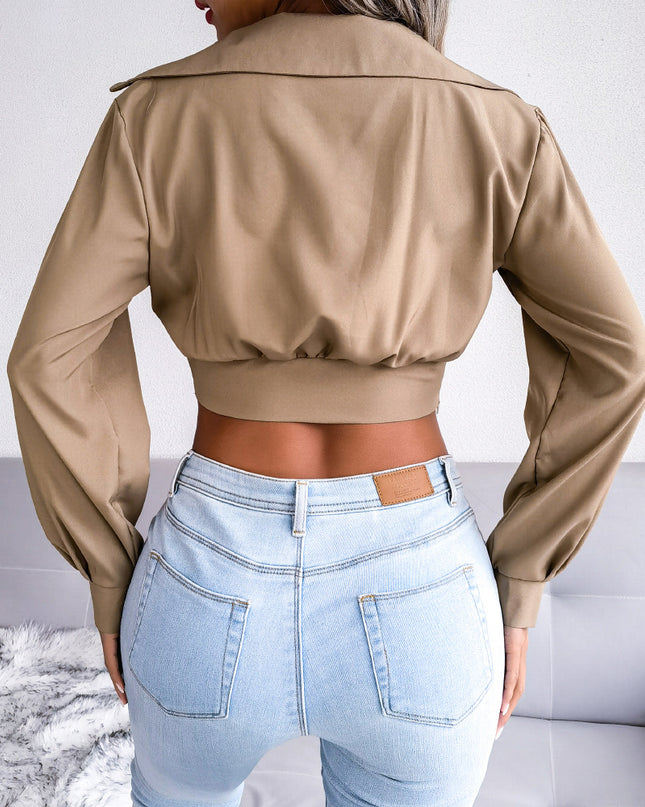 Knot Detail Collared Cropped Top