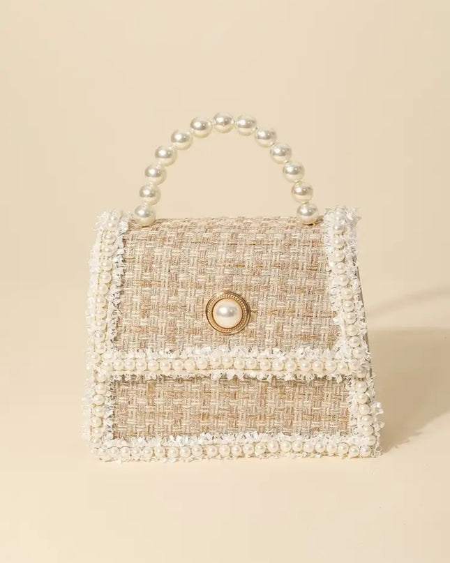 Fame Pearly Trim Woven Handbag
