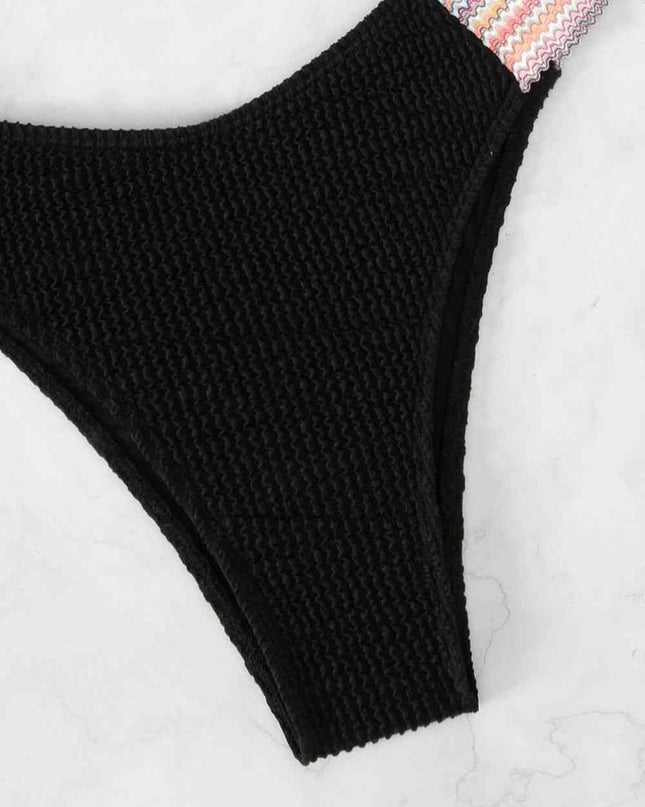 Contrast Textured High Cut Swim Set