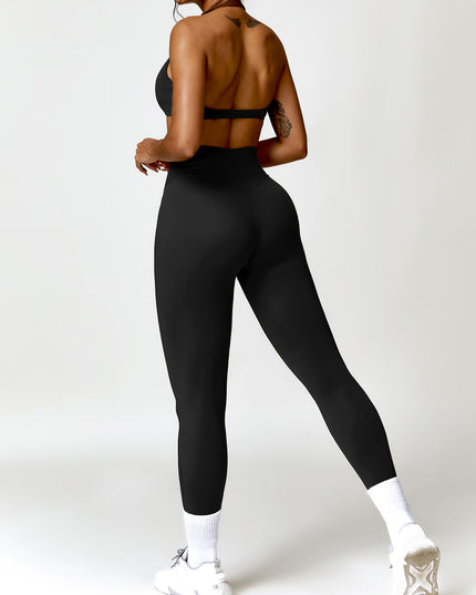 Twisted Halter Neck Bra and High Waist Leggings Active Set