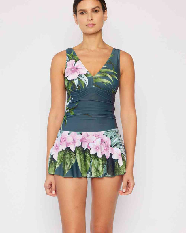Marina West Swim Full Size Clear Waters Swim Dress in Aloha Forest