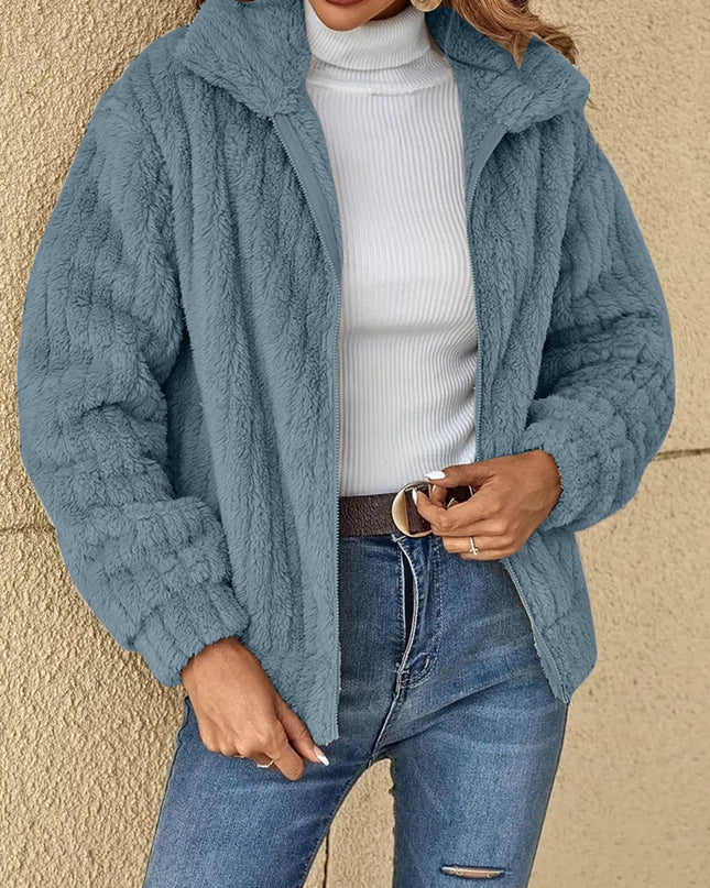 Plush Zip Up Long Sleeve Jacket