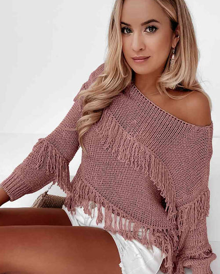 Fringe Detail Long Sleeve Sweater