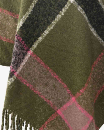 Plaid Fringe Detail Poncho