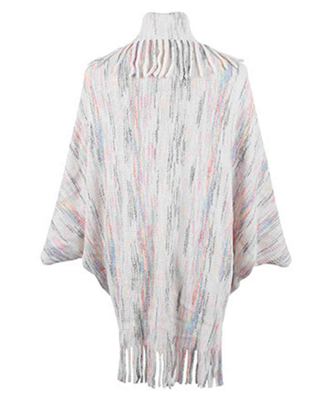 Fringe Detail Printed Poncho