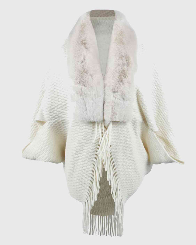 Open Front Fringe Hem Poncho