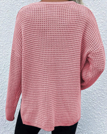 Notched Long Sleeve Sweater