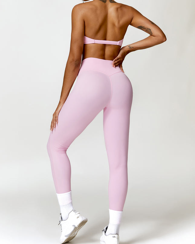 Twisted Halter Neck Bra and High Waist Leggings Active Set