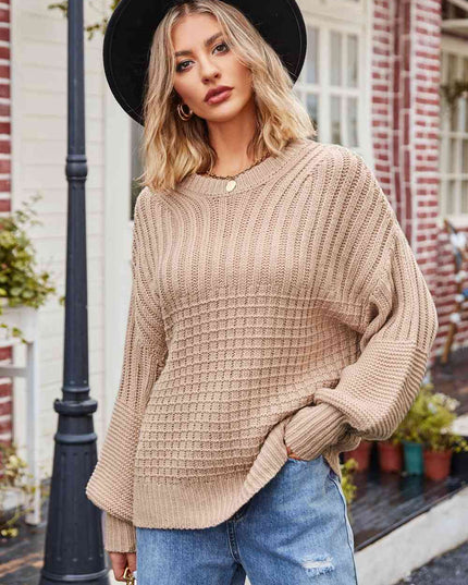 Round Neck Dropped Shoulder Sweater
